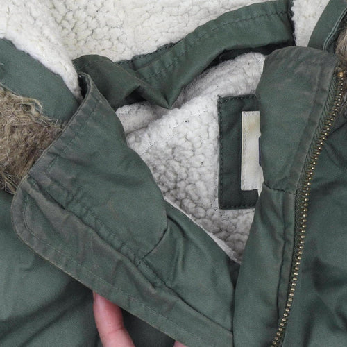 GAP Women’s Green Faux Fur Hooded Cotton Parka Coat Size L