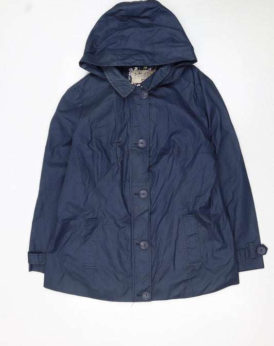 Mantaray Women's Blue Hooded Mid-Length Rain Coat Size 18