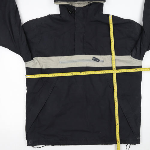 H·K·A Mens Black Hooded Anorak Jacket M Cotton Blend Outdoor