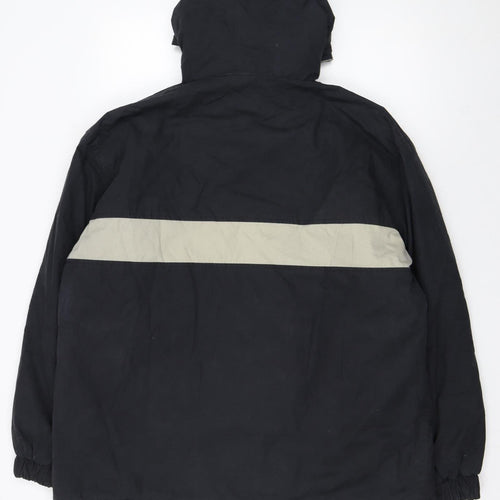 H·K·A Mens Black Hooded Anorak Jacket M Cotton Blend Outdoor