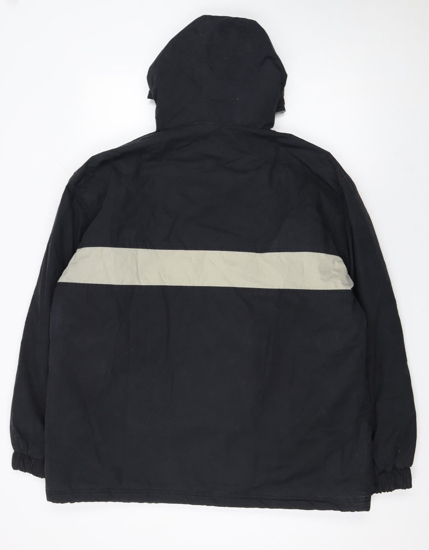 H·K·A Mens Black Hooded Anorak Jacket M Cotton Blend Outdoor