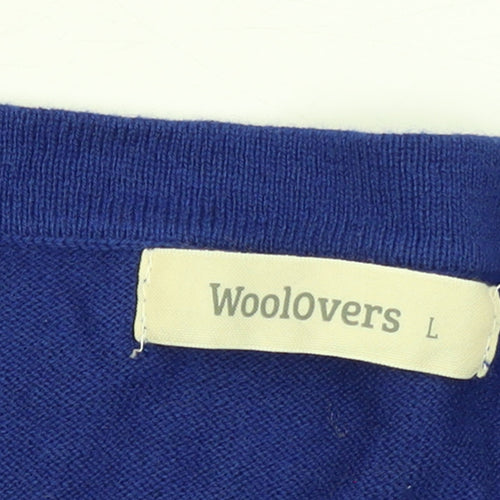 WoolOvers Women's Blue Knit Belted Sweater Dress Size L