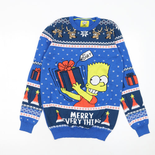 The Simpsons Boys Blue Christmas Bart Simpson Jumper 12-13 Years Pullover