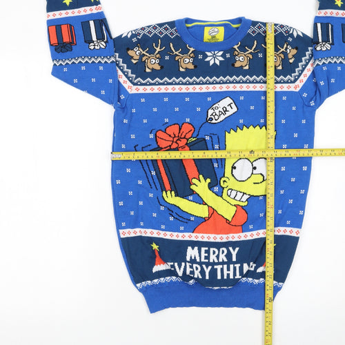 The Simpsons Boys Blue Christmas Bart Simpson Jumper 12-13 Years Pullover