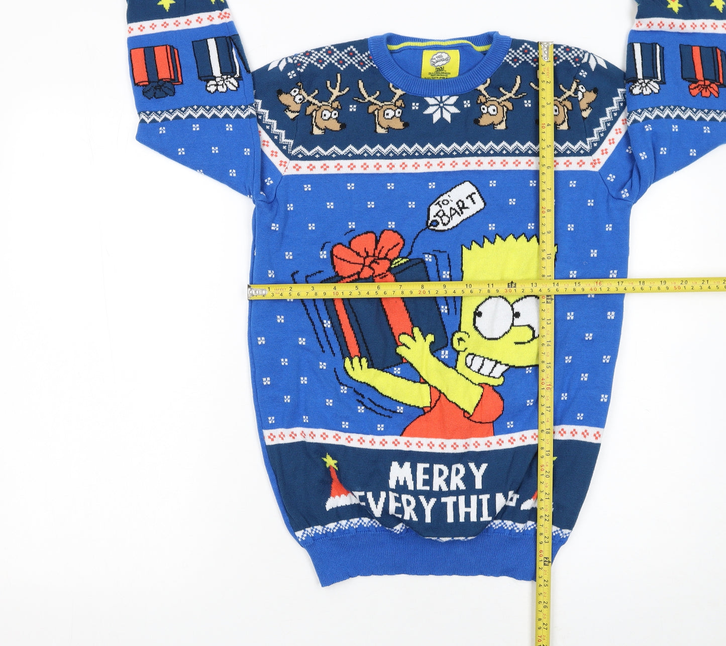 The Simpsons Boys Blue Christmas Bart Simpson Jumper 12-13 Years Pullover