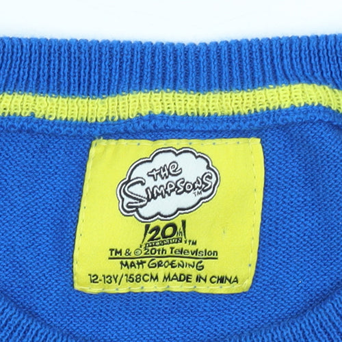 The Simpsons Boys Blue Christmas Bart Simpson Jumper 12-13 Years Pullover