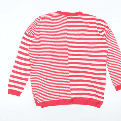 Marks and Spencer Womens Red Striped Knit Jumper Size M