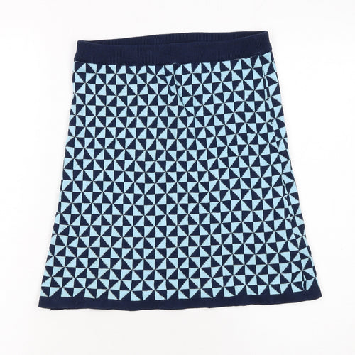 Kling Women Blue Geometric A-Line Knit Skirt Size 12