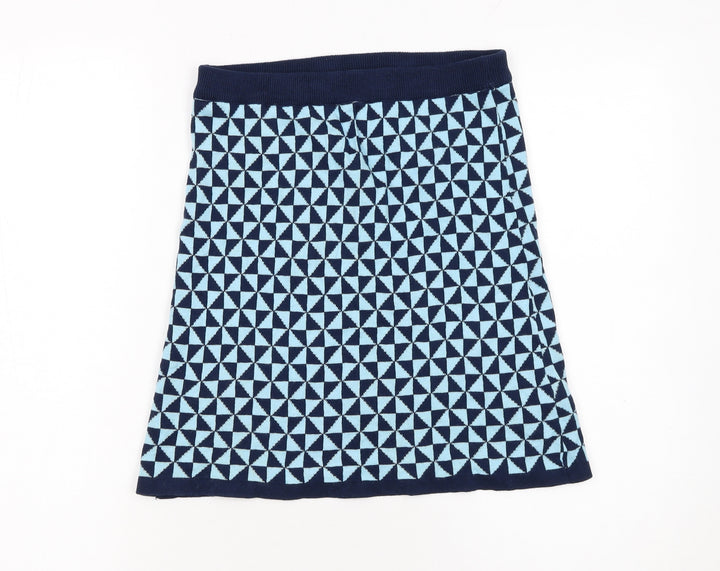 Kling Women Blue Geometric A-Line Knit Skirt Size 12