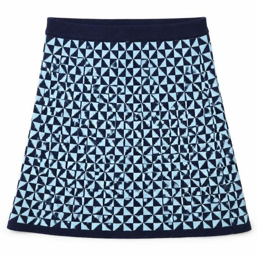 Kling Women Blue Geometric A-Line Knit Skirt Size 12