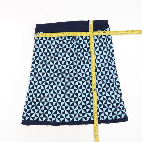 Kling Women Blue Geometric A-Line Knit Skirt Size 12