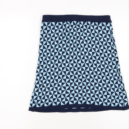 Kling Women Blue Geometric A-Line Knit Skirt Size 12