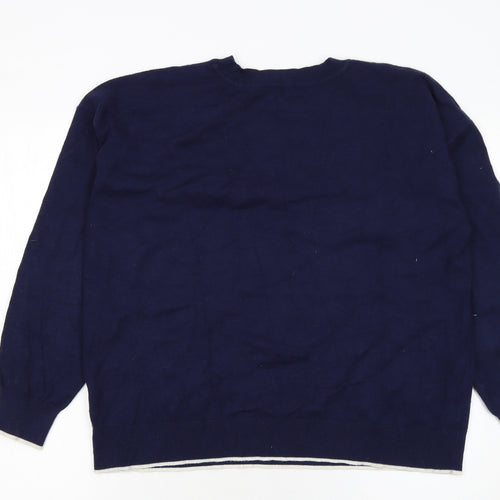 Oasis Women Blue 'Amour' Crew Neck Long Sleeve Pullover Jumper L
