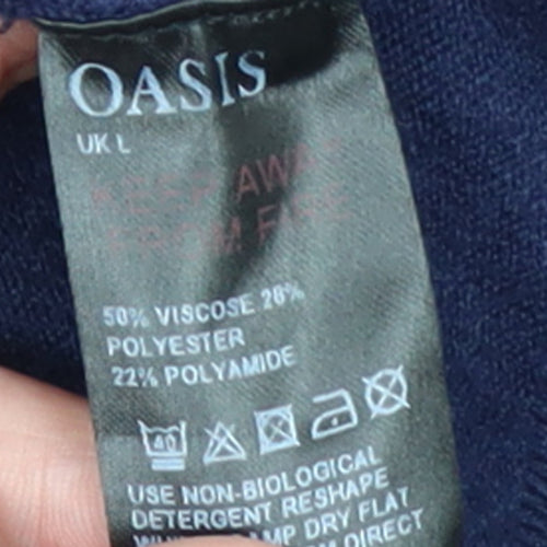 Oasis Women Blue 'Amour' Crew Neck Long Sleeve Pullover Jumper L