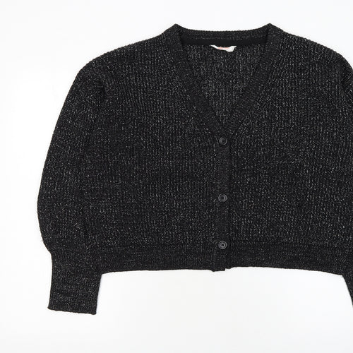 John Lewis Women’s Black L V-Neck Chunky Knit Cardigan
