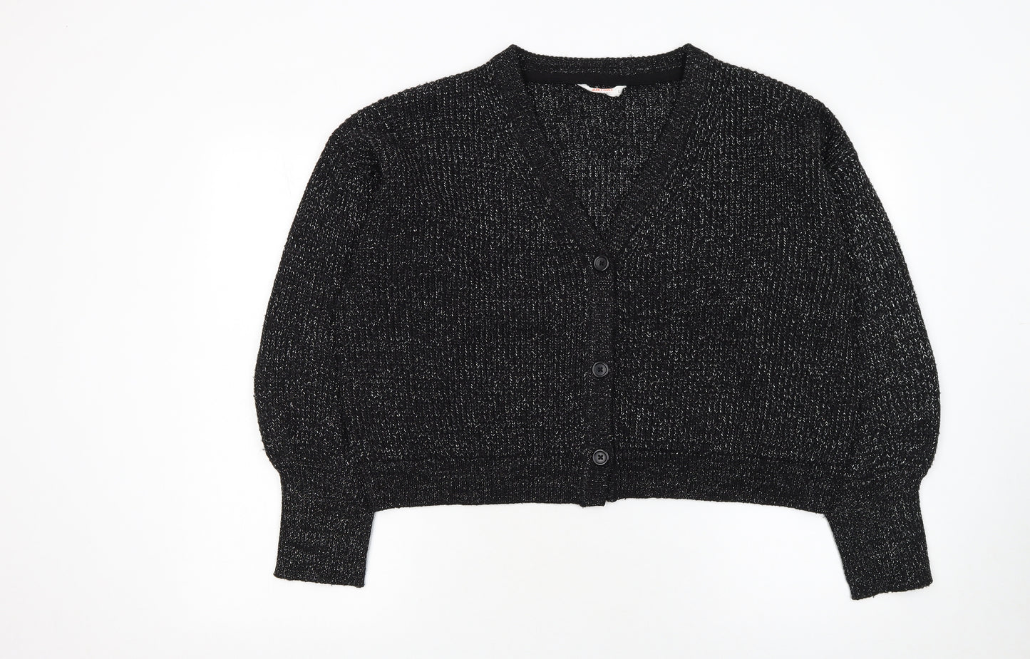 John Lewis Women’s Black L V-Neck Chunky Knit Cardigan
