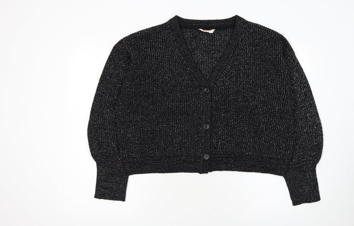 John Lewis Women’s Black L V-Neck Chunky Knit Cardigan