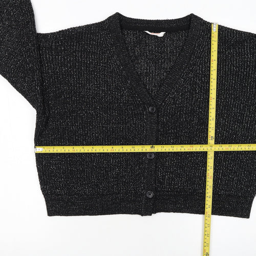 John Lewis Women’s Black L V-Neck Chunky Knit Cardigan