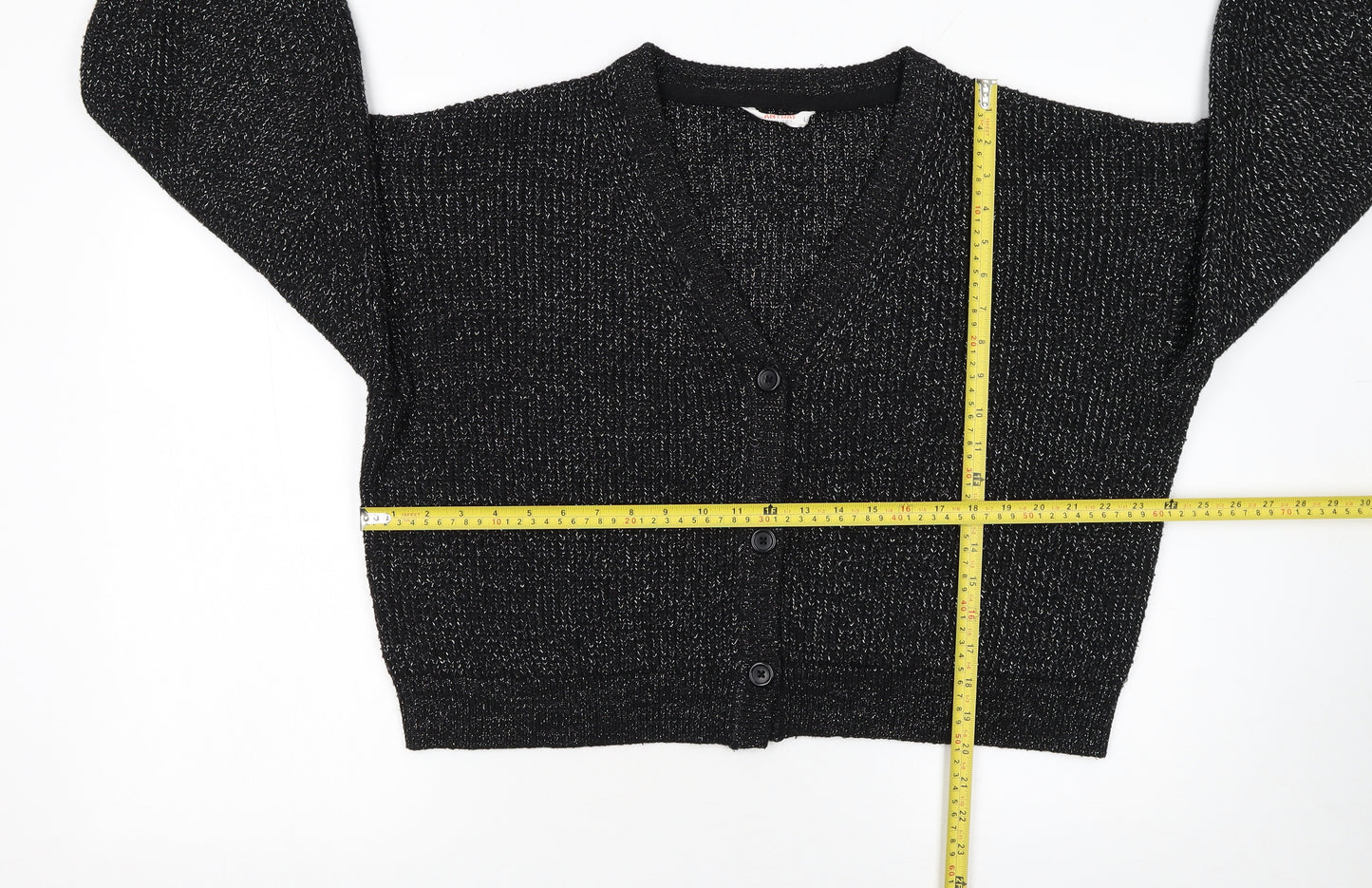 John Lewis Women’s Black L V-Neck Chunky Knit Cardigan