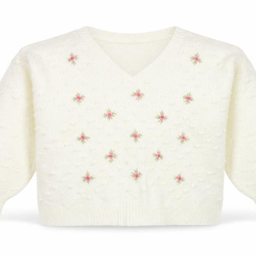 In The Style Women’s Ivory Floral Embroidered Knit Jumper UK 20