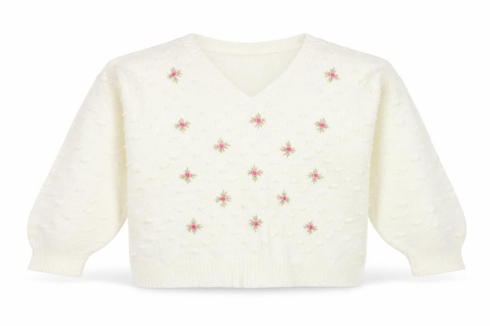 In The Style Women’s Ivory Floral Embroidered Knit Jumper UK 20