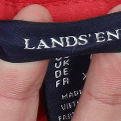 Lands' End Men's Red Fleece 1/4 Zip Pullover Sweatshirt Size L