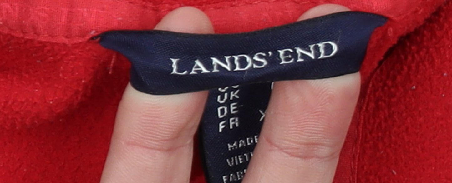 Lands' End Men's Red Fleece 1/4 Zip Pullover Sweatshirt Size L