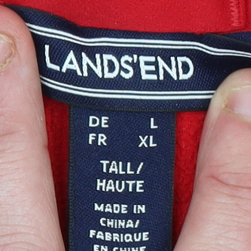 Lands' End Men's Red XL Tall Fleece 1/2 Zip Pullover Sweatshirt
