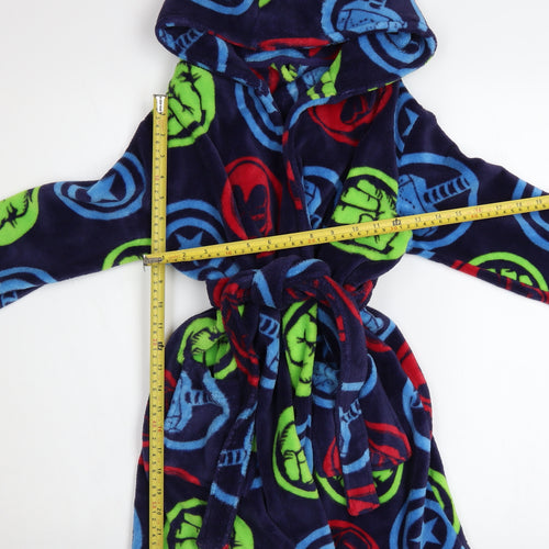 George Boys Blue Marvel Superhero Fleece Hooded Robe 7-8 Years