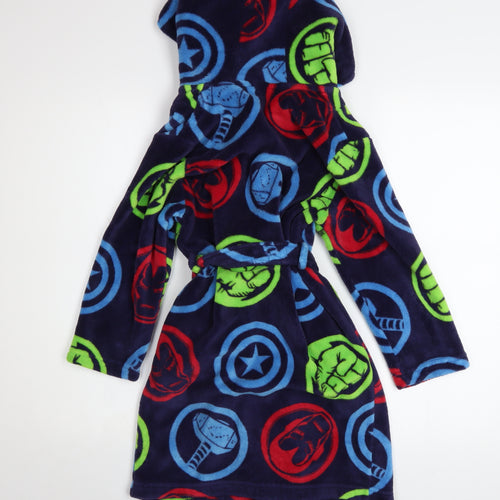 George Boys Blue Marvel Superhero Fleece Hooded Robe 7-8 Years