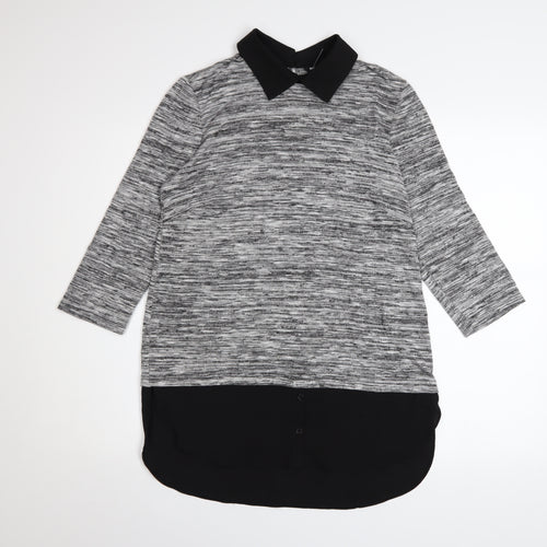 Roman Women’s Grey Collared Tunic Jumper Size 12 3/4 Sleeve
