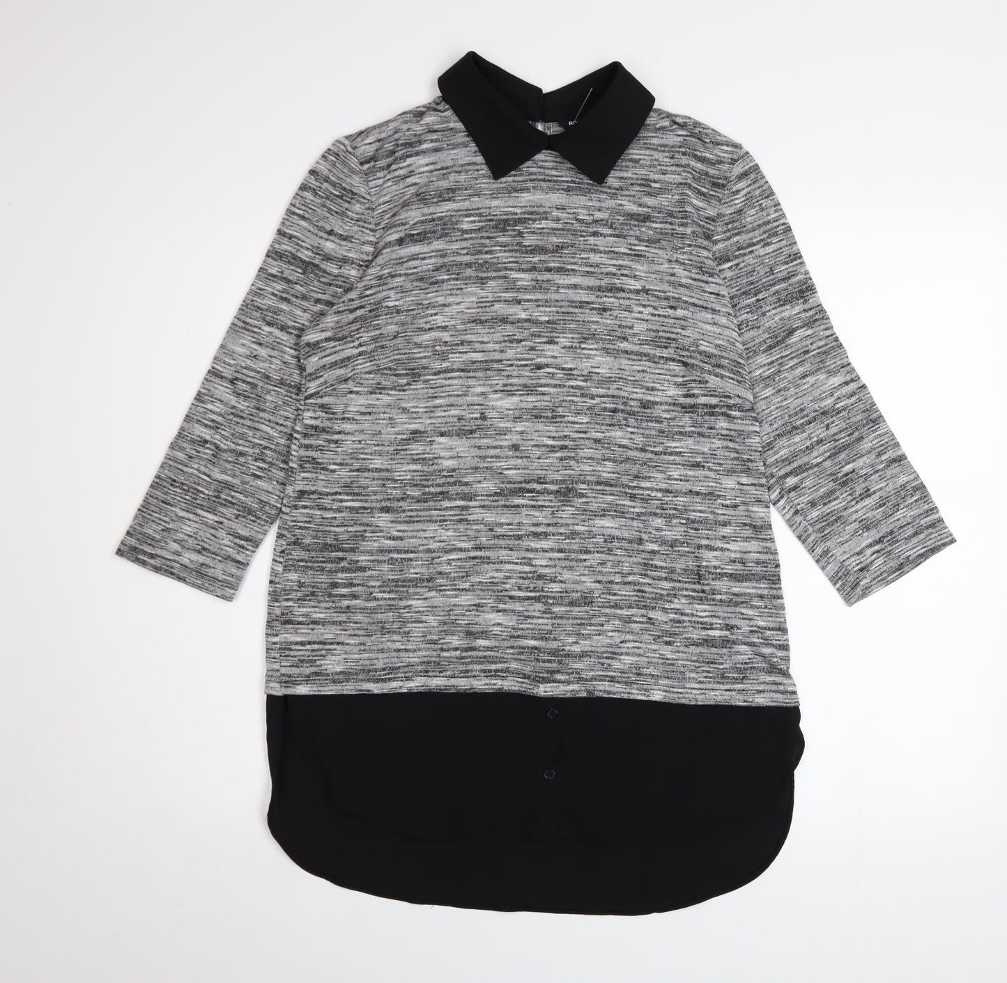 Roman Women’s Grey Collared Tunic Jumper Size 12 3/4 Sleeve