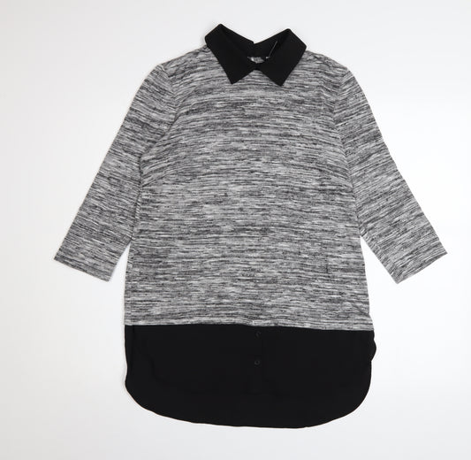 Roman Women’s Grey Collared Tunic Jumper Size 12 3/4 Sleeve
