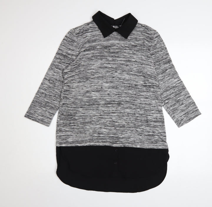Roman Women’s Grey Collared Tunic Jumper Size 12 3/4 Sleeve