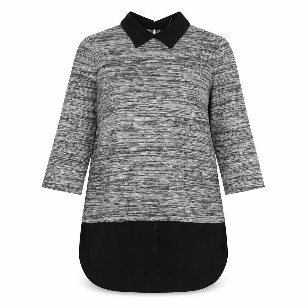 Roman Women’s Grey Collared Tunic Jumper Size 12 3/4 Sleeve