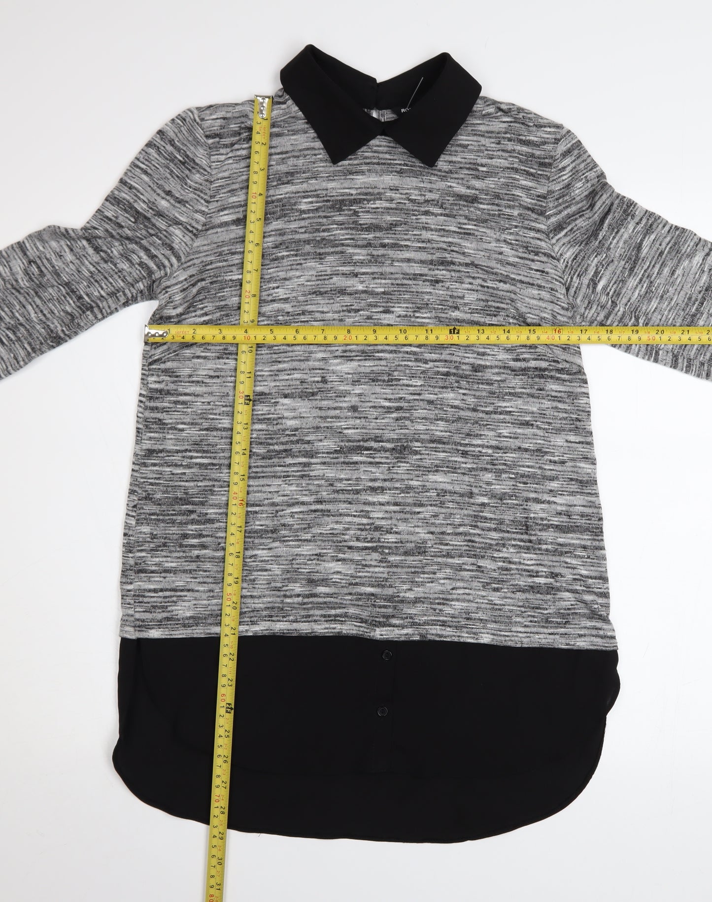 Roman Women’s Grey Collared Tunic Jumper Size 12 3/4 Sleeve