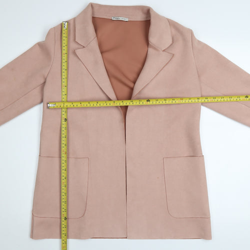 Zara Women Pink Suede Mid-Length Blazer Jacket Size 12