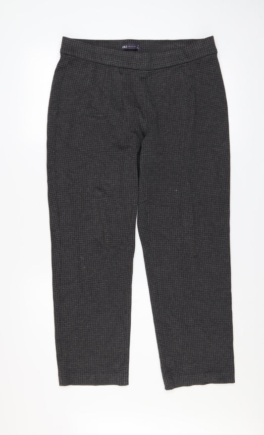 Marks and Spencer Women’s Grey Houndstooth Stretch Trousers Size 14