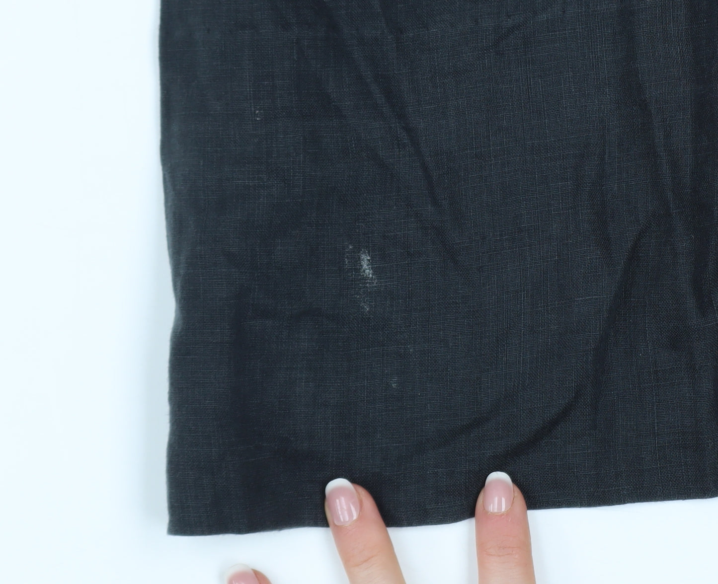 Trent Resort Women Black Linen Shirt Dress Size 16 Collared Knee Length