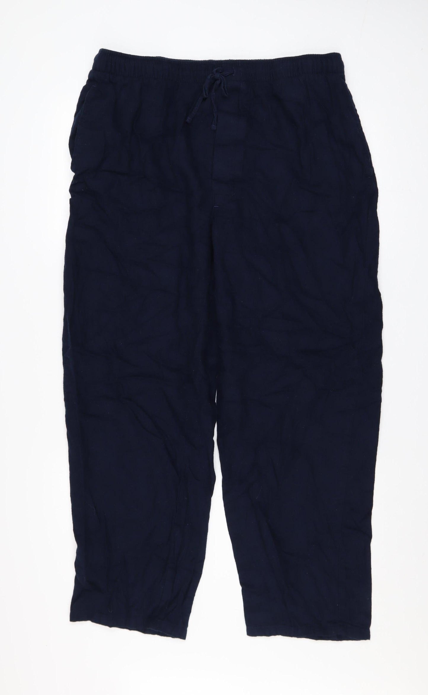 Lands' End Men's Blue Cotton Chino Drawstring Trousers L