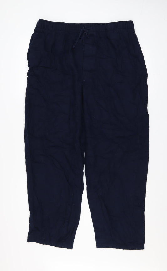 Lands' End Men's Blue Cotton Chino Drawstring Trousers L