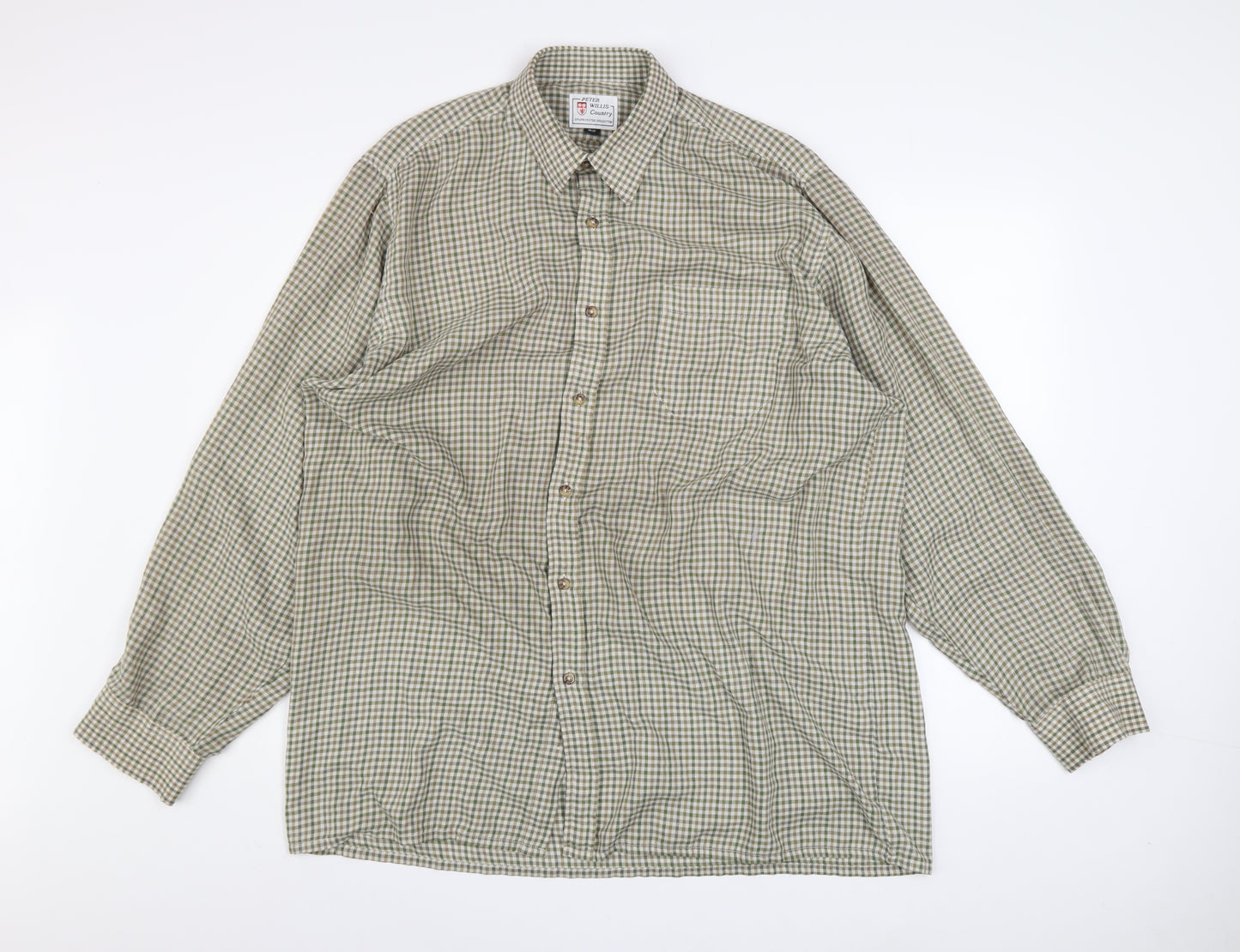 Peter Willis Country Men's Green Check Long Sleeve 16.5in Button-Up Shirt