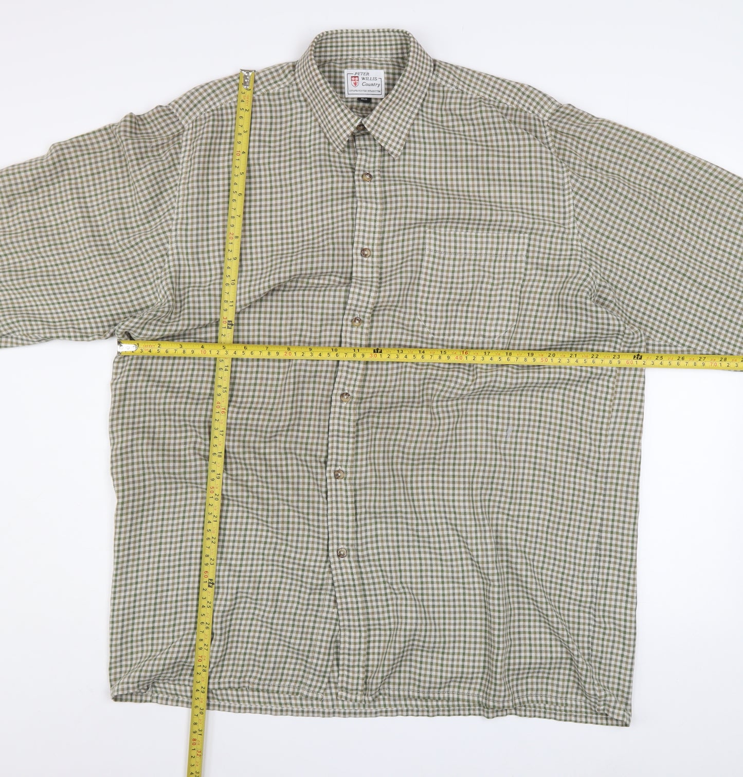 Peter Willis Country Men's Green Check Long Sleeve 16.5in Button-Up Shirt