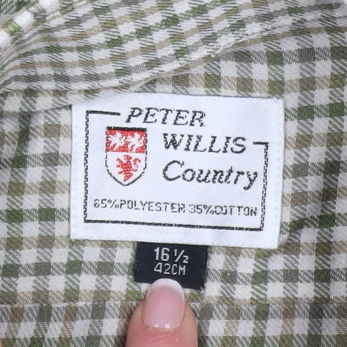 Peter Willis Country Men's Green Check Long Sleeve 16.5in Button-Up Shirt