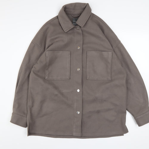 Primark Women Brown Fleece Button Casual Jacket Size S