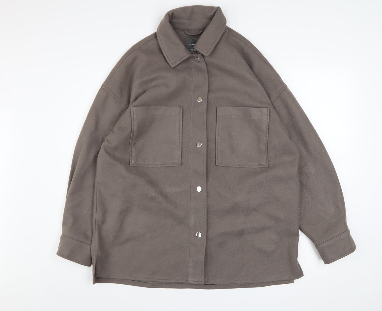 Primark Women Brown Fleece Button Casual Jacket Size S