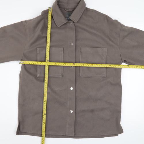 Primark Women Brown Fleece Button Casual Jacket Size S