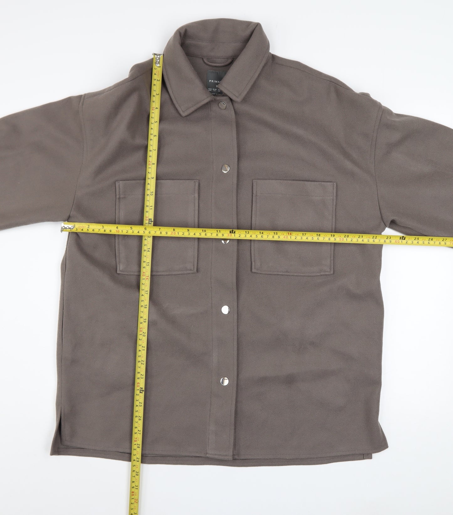 Primark Women Brown Fleece Button Casual Jacket Size S