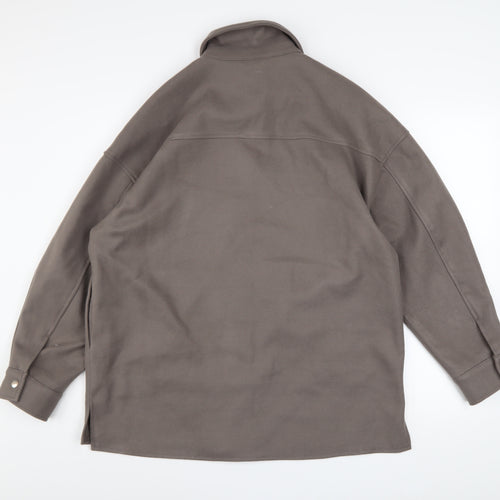 Primark Women Brown Fleece Button Casual Jacket Size S