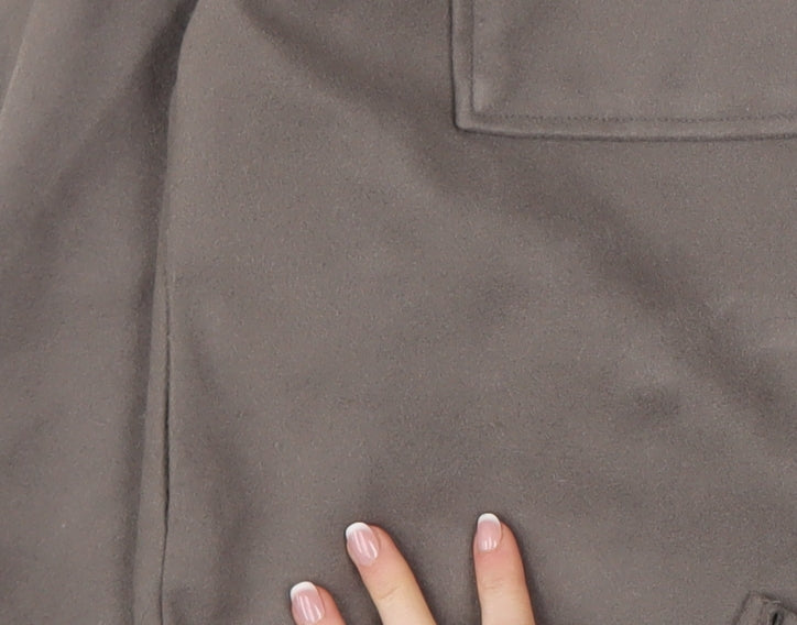 Primark Women Brown Fleece Button Casual Jacket Size S